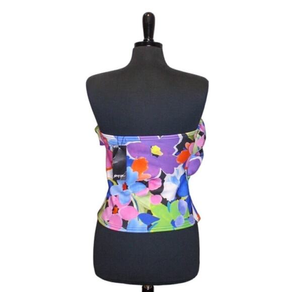 NWT Nasty Gal Floral Print Bandeau Top Multicolor Size 14 - Picture 3 of 5
